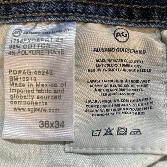 AG Denim straight leg men’s jeans 36X34 (actual inseam measurement 29”) - Picture 10 of 11